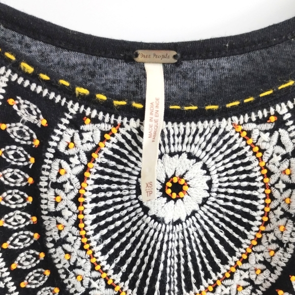 Free People Black Embroidered Linen Blend Tank Top - Picture 4 of 8